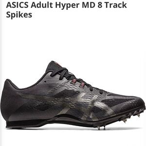 ASICS • Adult Men's Black/Gunmetal Hyper MD 8 Track Spikes NIB Including Spikes